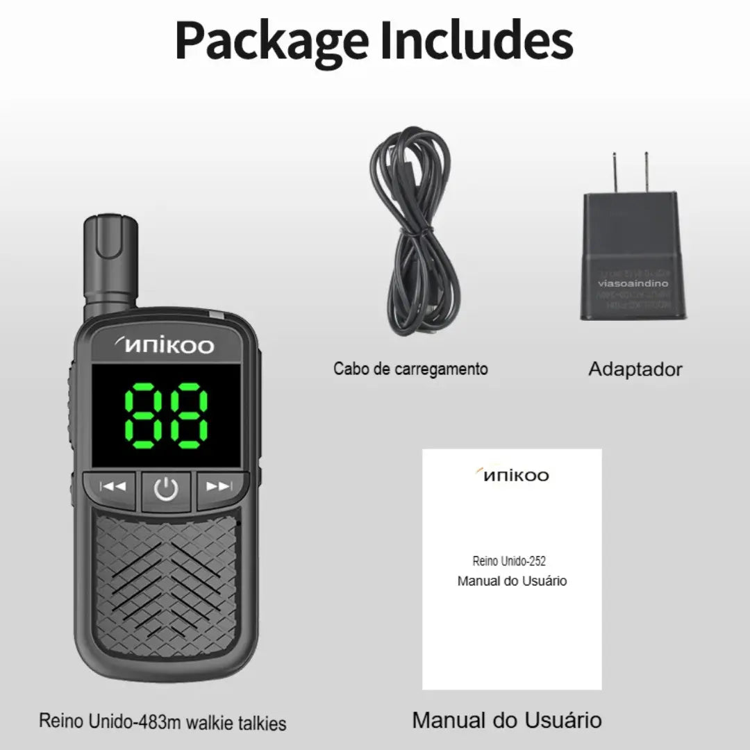 Walkie Talkie UNIKOO UK483M – Comunicação de Longo Alcance para Crianças e Aventuras