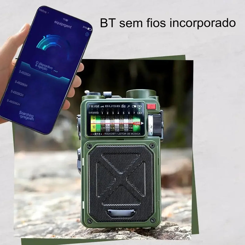Rádio Portátil de Emergência Nexus R11 Ultra Link: O Primeiro Rádio Inteligente com Bluetooth e 6 Fontes de Energia
