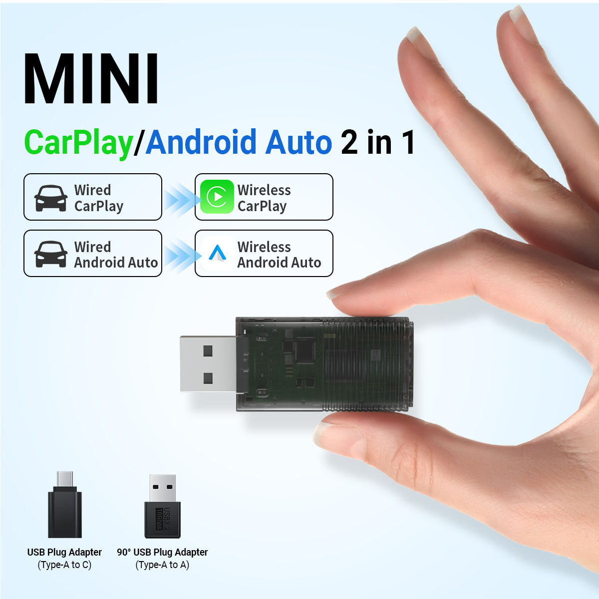 Adaptador Carplay sem Fio 5G Android/IPhone Auto 2 in 1