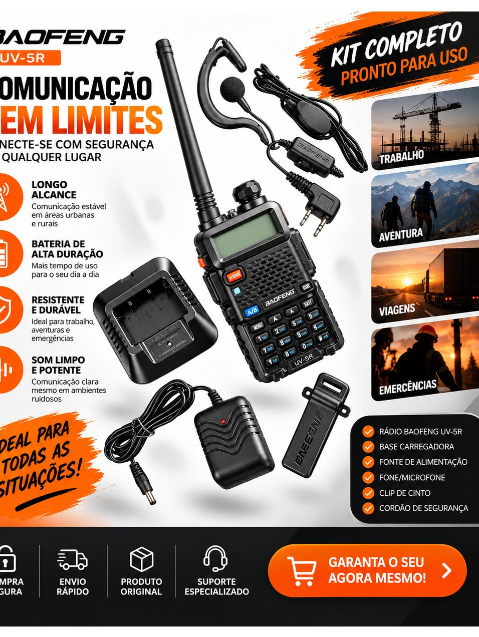 Rádio Comunicador Baofeng UV-5R Dual Band