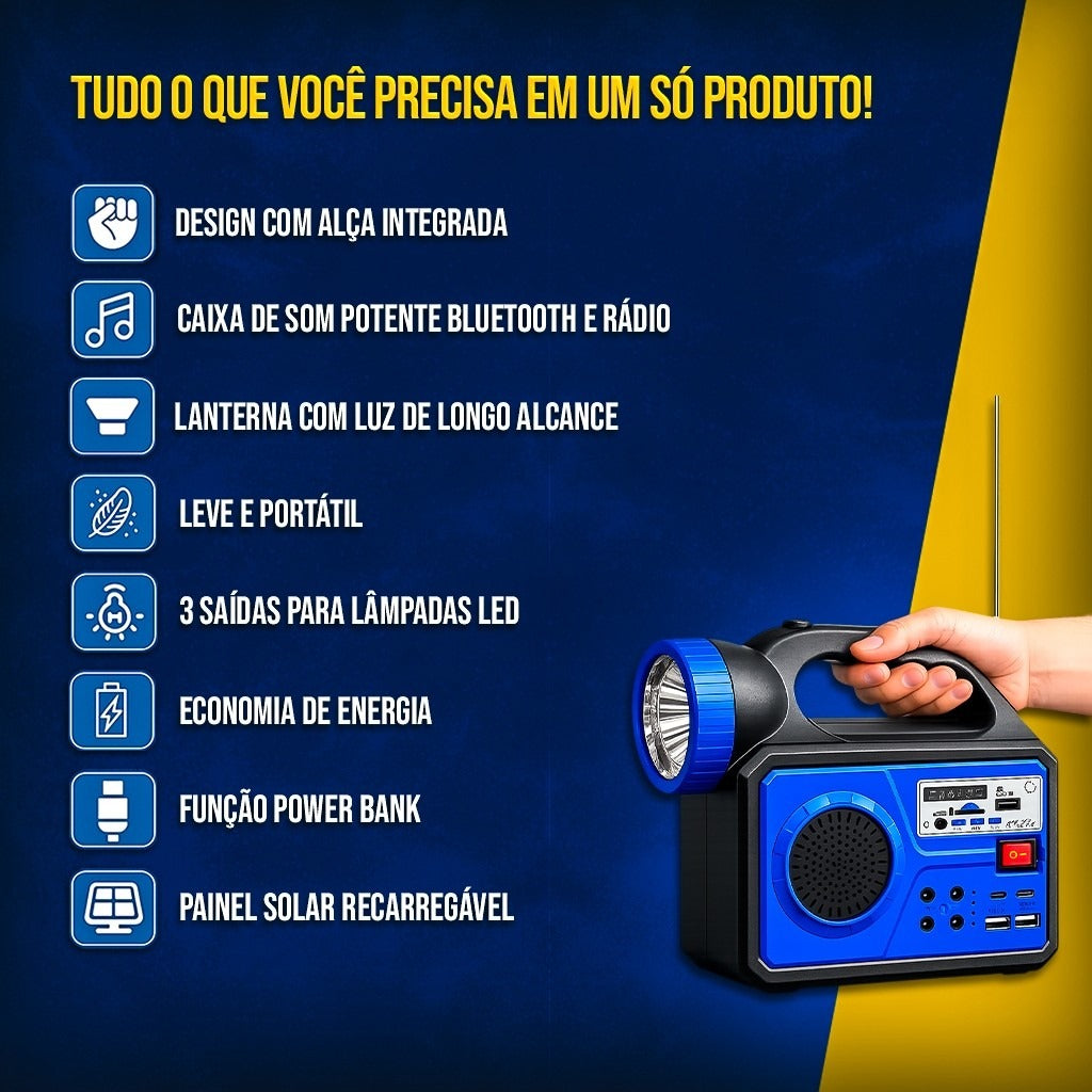 Rádio Solar Multifuncional 5 em 1