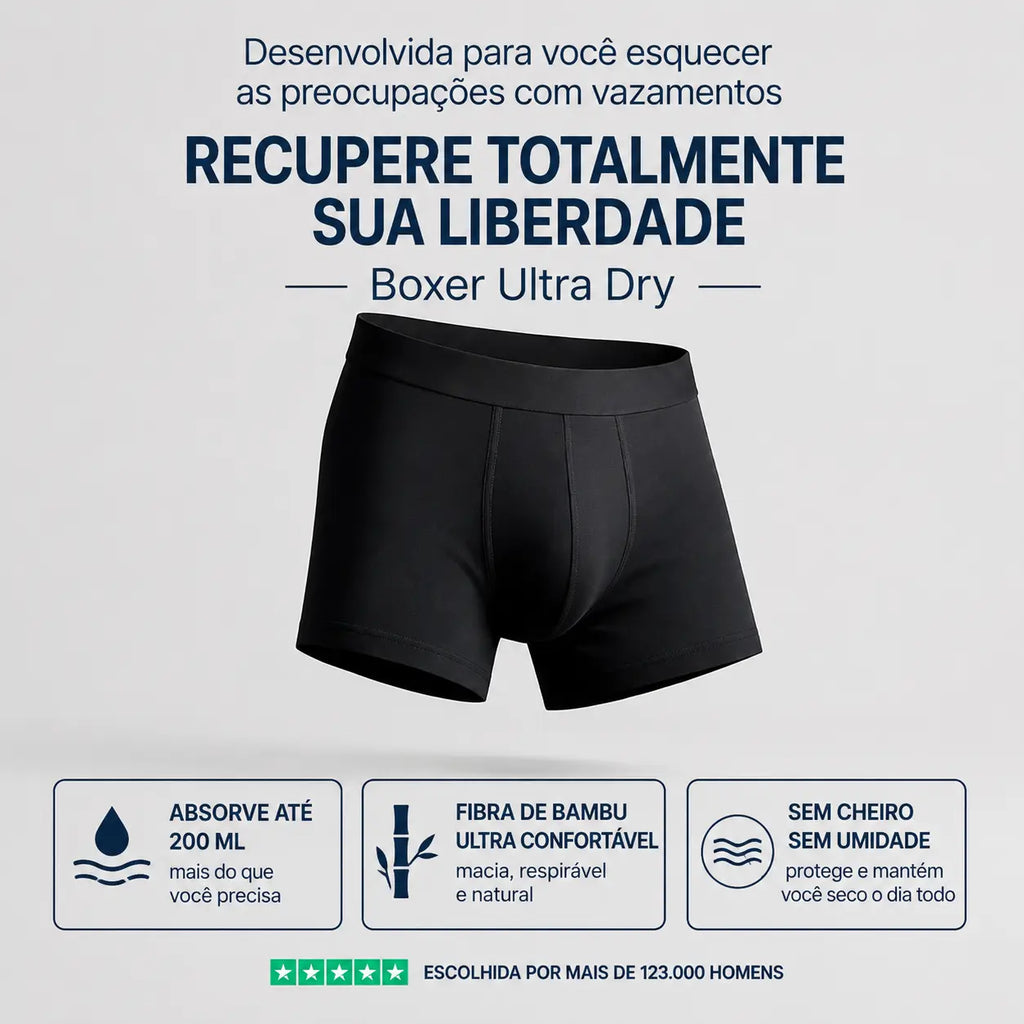 Cueca Boxer UltraDry - Cueca Reutilizável Ultra Absorvente