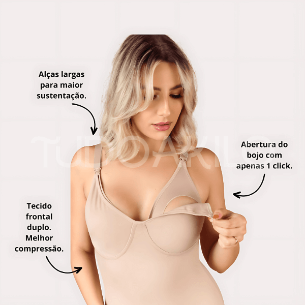 Body Modelador de Amamentação Pós-Parto Sem Bojo
