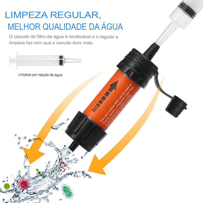Filtro de Água Portátil 5000L - Água Potável em Qualquer Emergência!