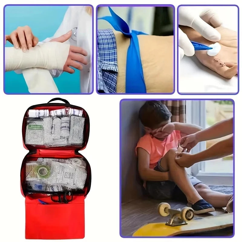Kit de Primeiros Socorros 184 Peças - Bolsa Completa para Emergências