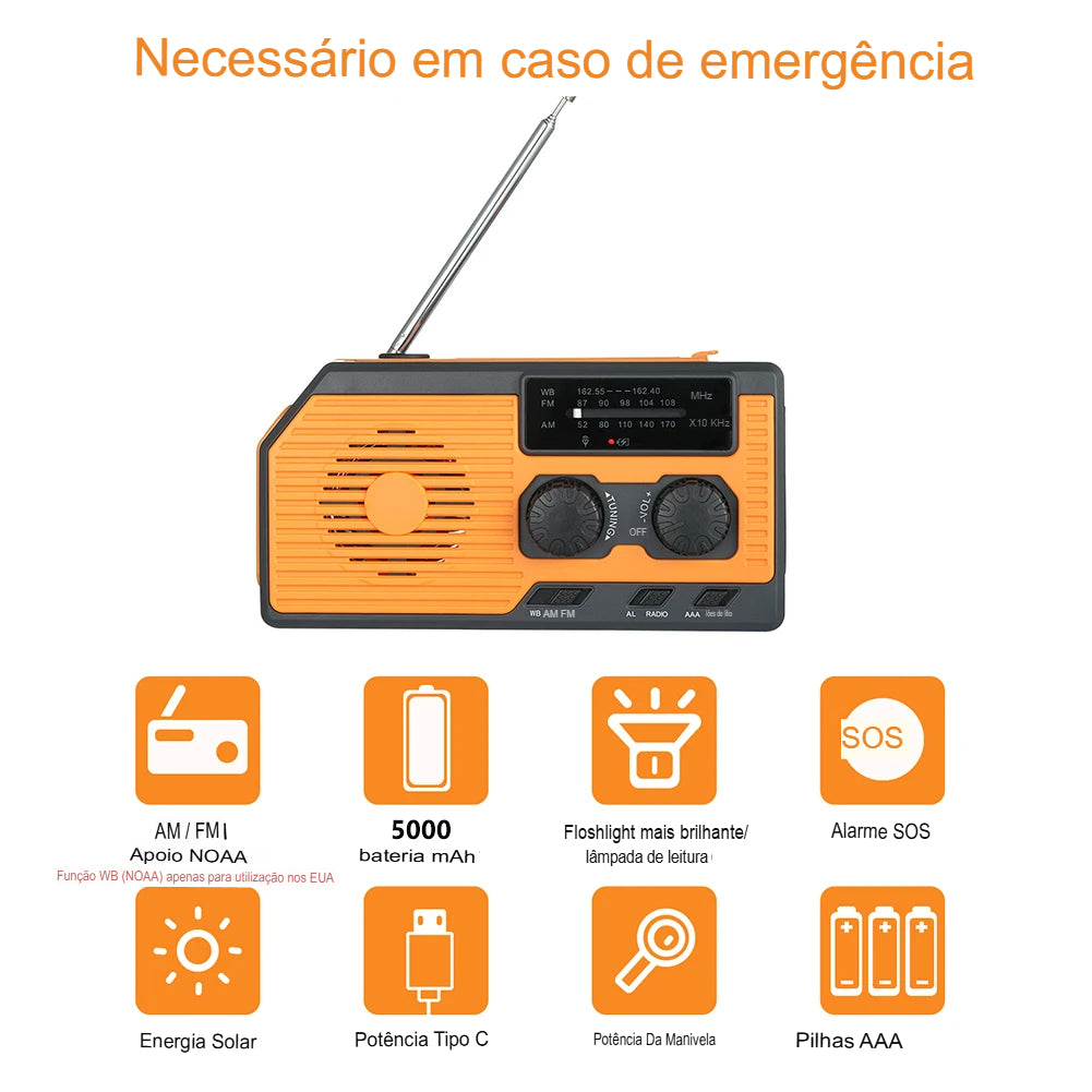 Rádio Portátil amfm de Emergência AlertMax Pro - Sua Segurança em Qualquer Situação de Crise