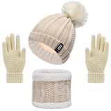 Conjunto de 3 Peças para Mulheres: Gorro Winter Luxe