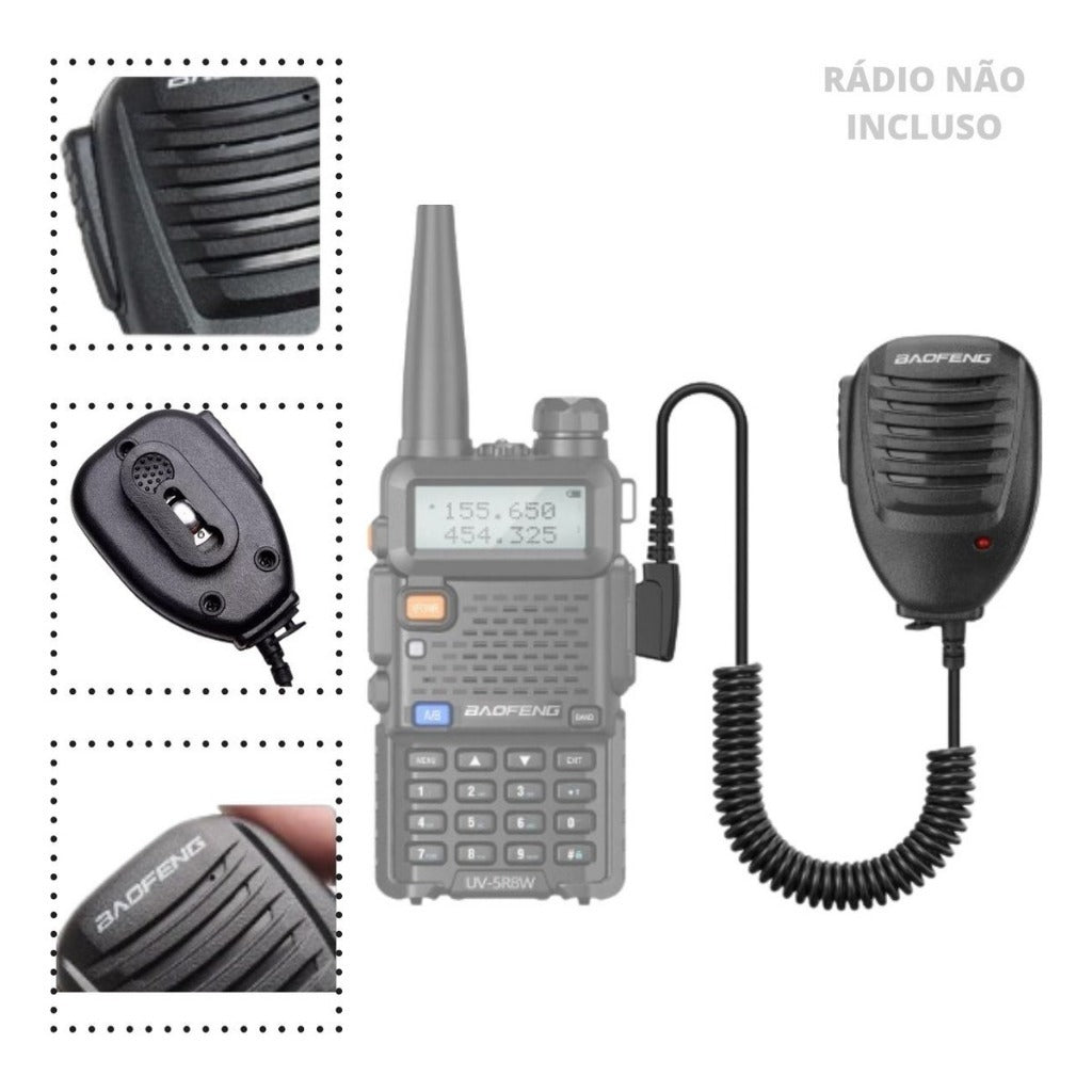 Microfone PTT de Mão para Rádio HT