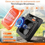 Ventilador Portátil com Bateria 20000mAh + Luz LED e Carregamento Solar