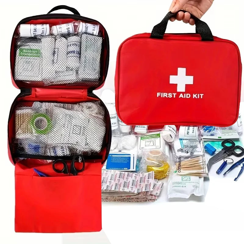 Kit de Primeiros Socorros 184 Peças - Bolsa Completa para Emergências