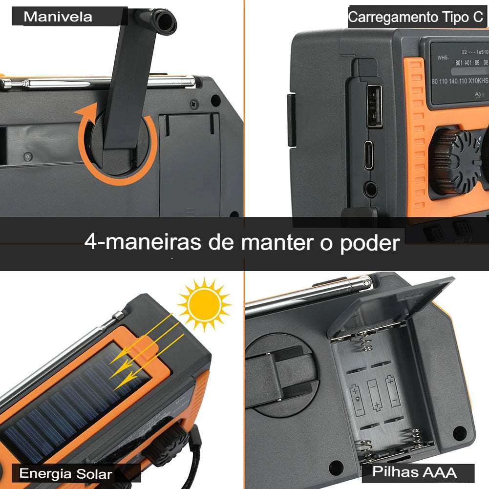 Rádio Portátil amfm de Emergência AlertMax Pro - Sua Segurança em Qualquer Situação de Crise