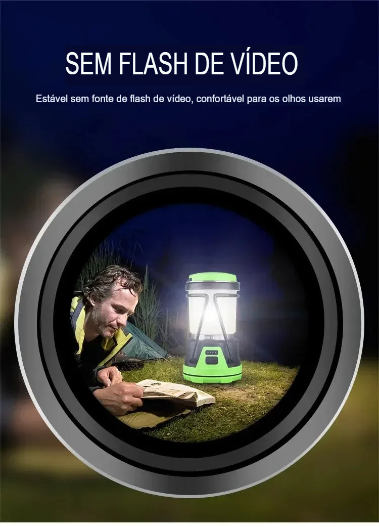 Lanterna de Acampamento 1000LM – A Melhor Luz para Emergências e Apagões