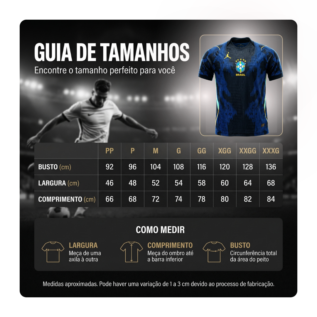 Camisa Brasil 2026 Azul Torcedor Premium – Tecido Leve e Confortável