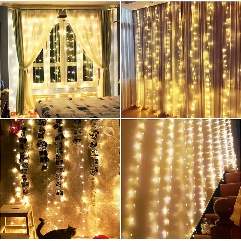 Cortina de LED Decorativa Elegância Clássica de Natal c/ Controle Remoto