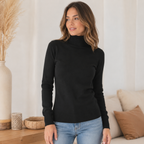 Blusa Feminina de Tricô Gola Alta Cacharrel Básica para Inverno | CozyEssence