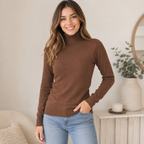 Blusa Feminina de Tricô Gola Alta Cacharrel Básica para Inverno | CozyEssence