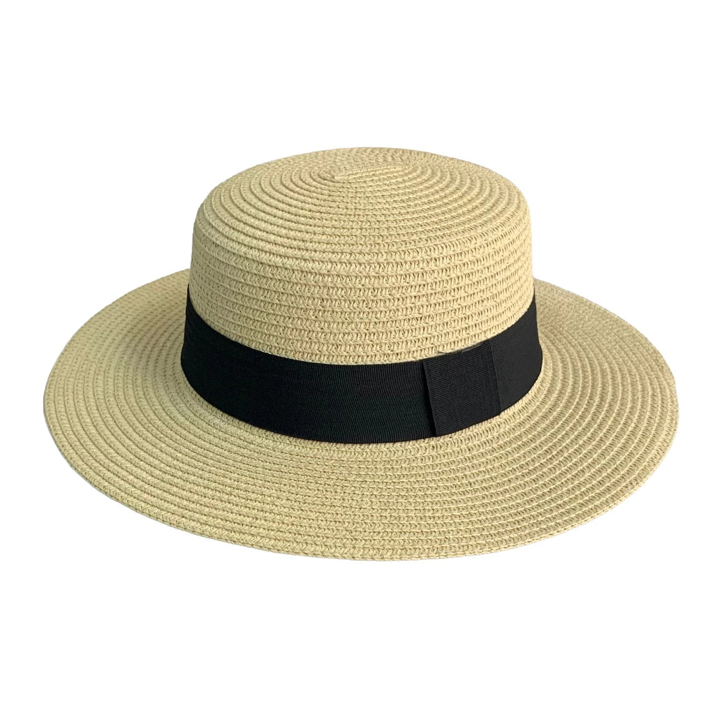 Chapéu Feminino para Praia de Palha Dobrável com Faixa