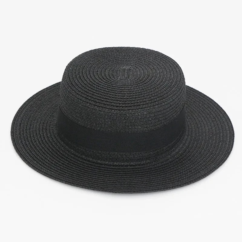 Chapéu Feminino para Praia de Palha Dobrável com Faixa