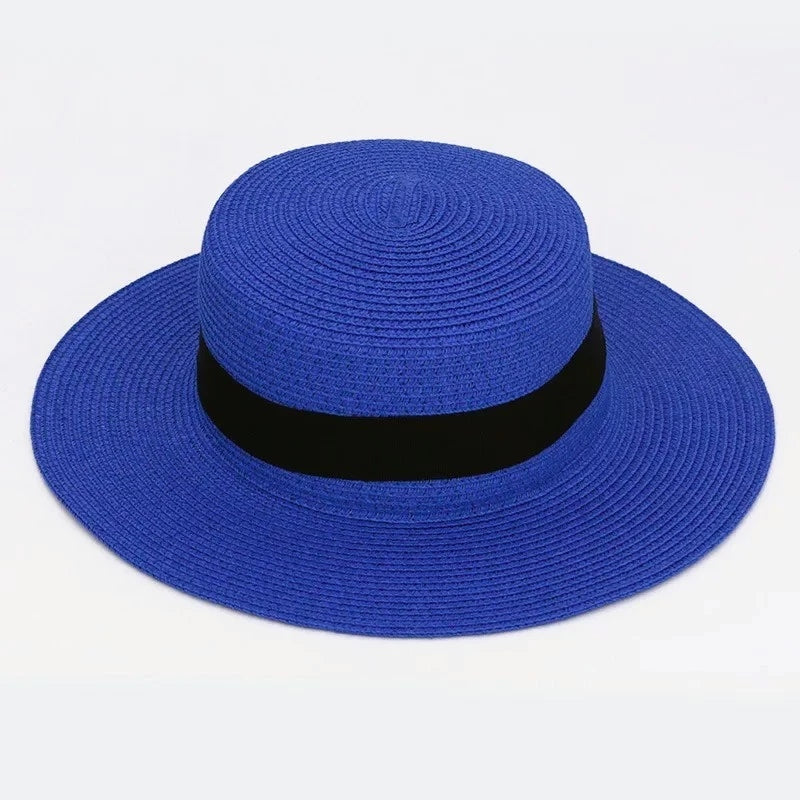 Chapéu Feminino para Praia de Palha Dobrável com Faixa