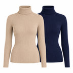 Kit 2 Blusas Femininas de Tricô Gola Alta Cacharrel Manga Longa | CozyBasics