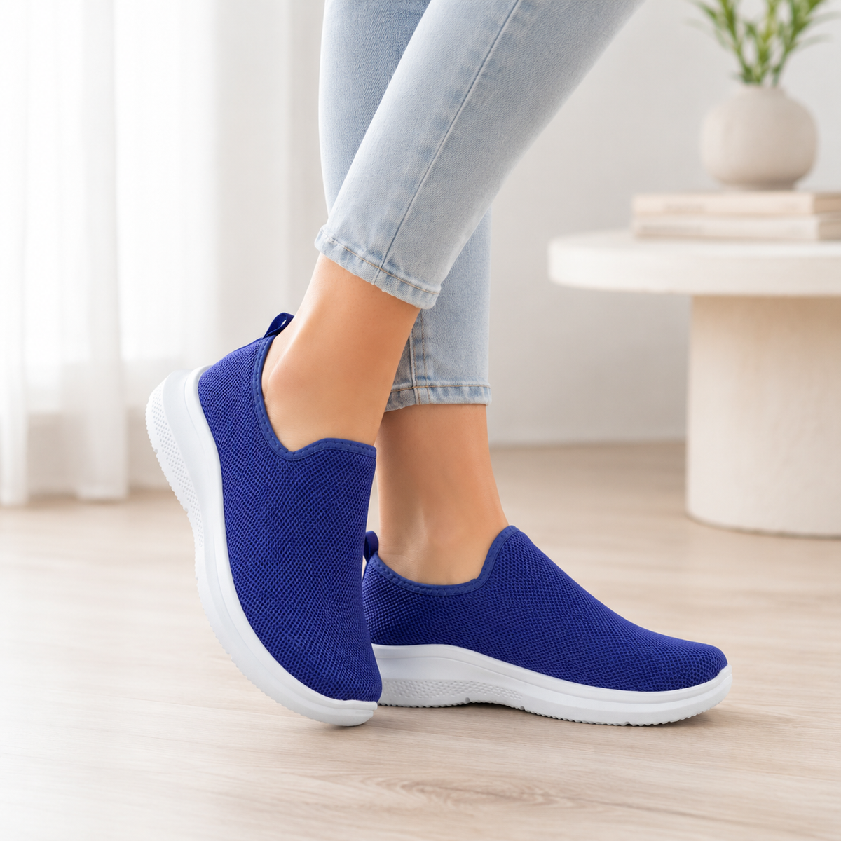 Kit 2 Tênis Feminino Knit Slip On Flexível e Respirável