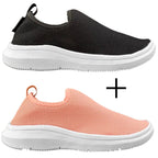 Kit 2 Tênis Feminino Knit Slip On Flexível e Respirável