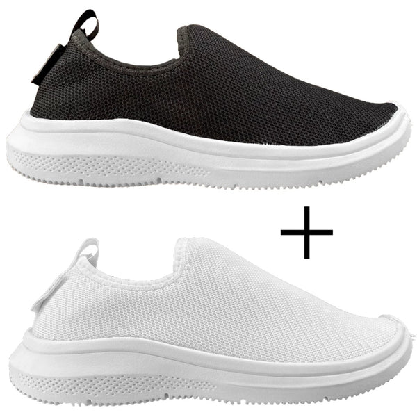 Kit 2 Tênis Feminino Knit Slip On Flexível e Respirável