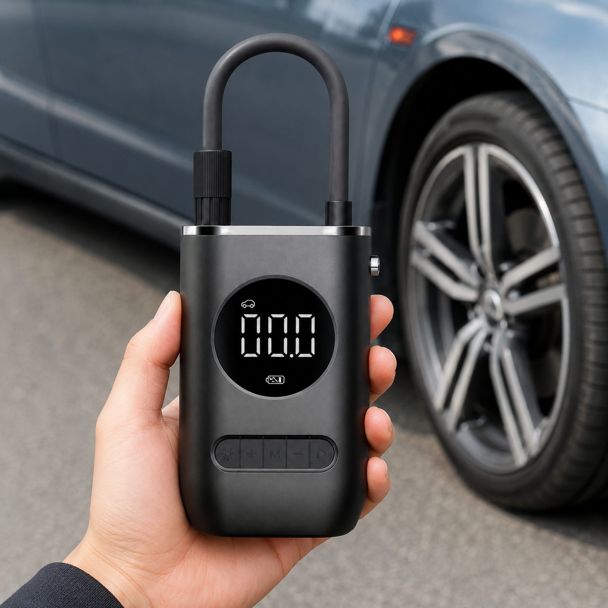 Mini Compressor de Ar Portátil Recarregável com Calibrador Automático para Pneus e Infláveis