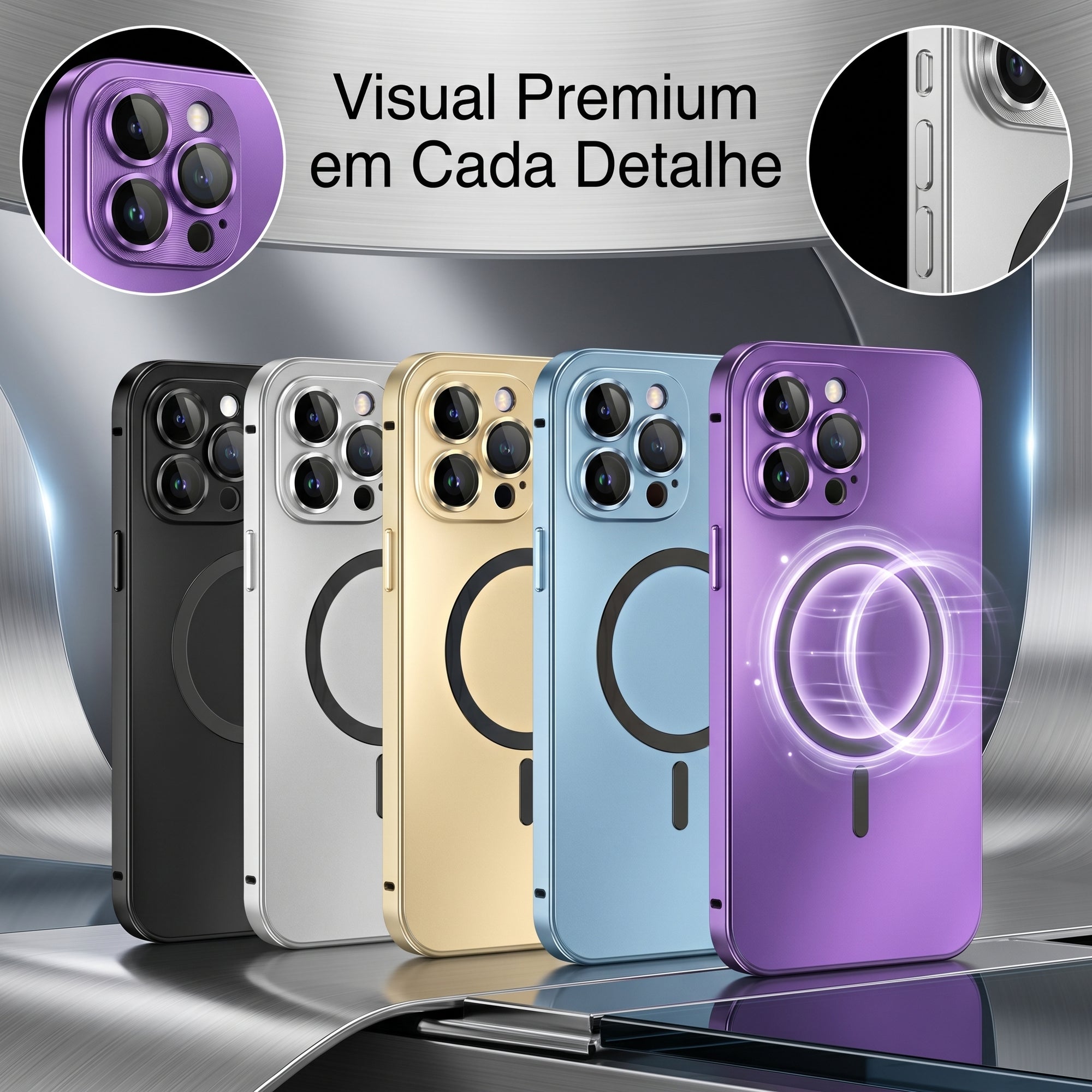 Capa Magnética de Alumínio com Proteção Premium MagSafe