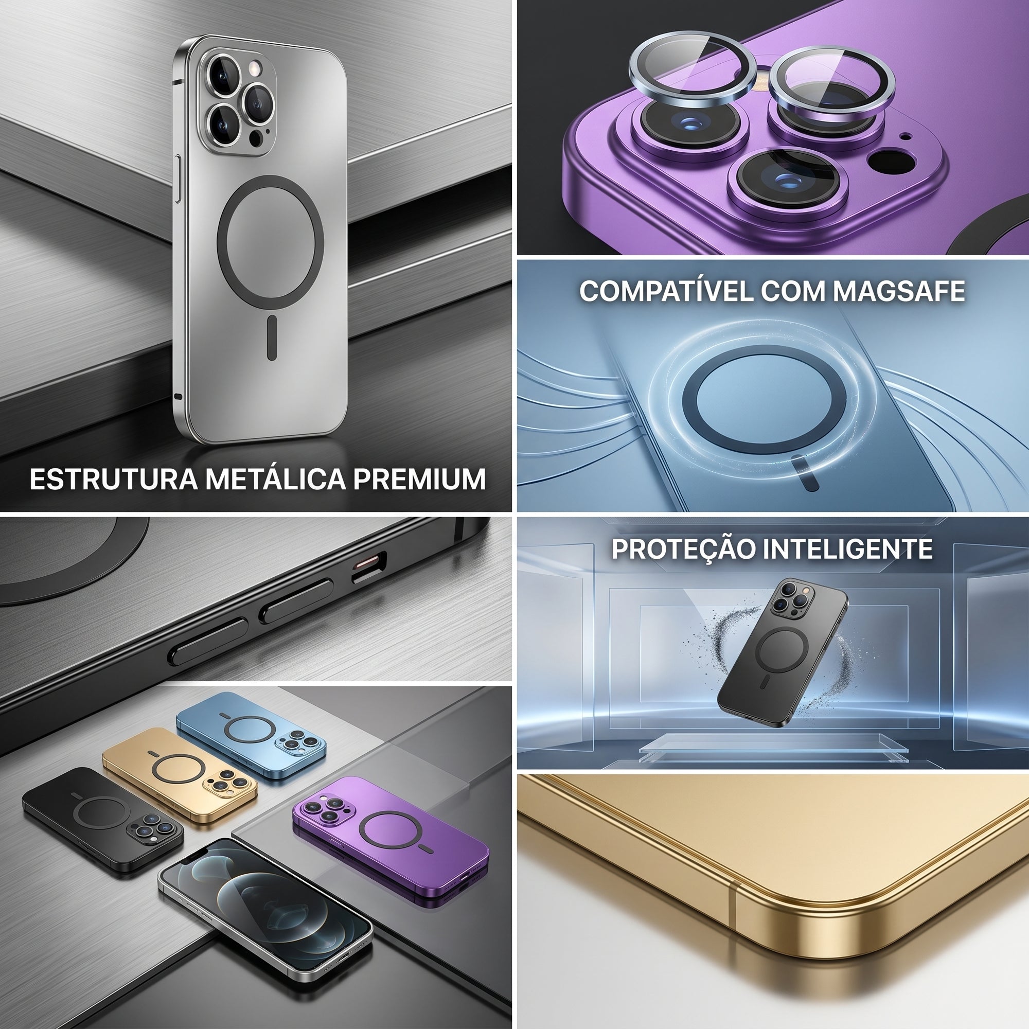 Capa Magnética de Alumínio com Proteção Premium MagSafe