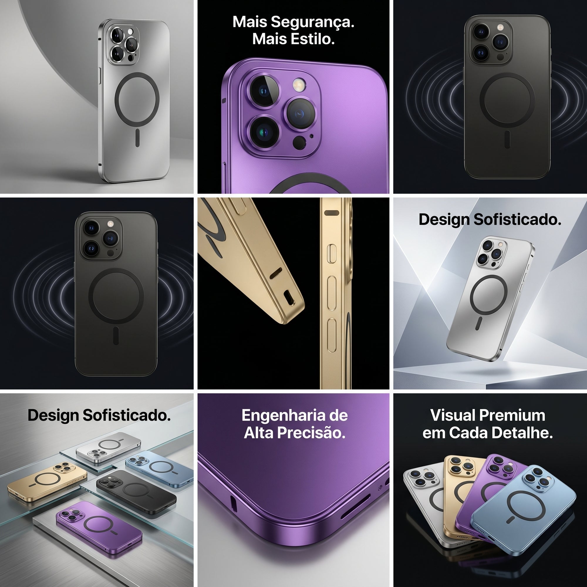 Capa Magnética de Alumínio com Proteção Premium MagSafe