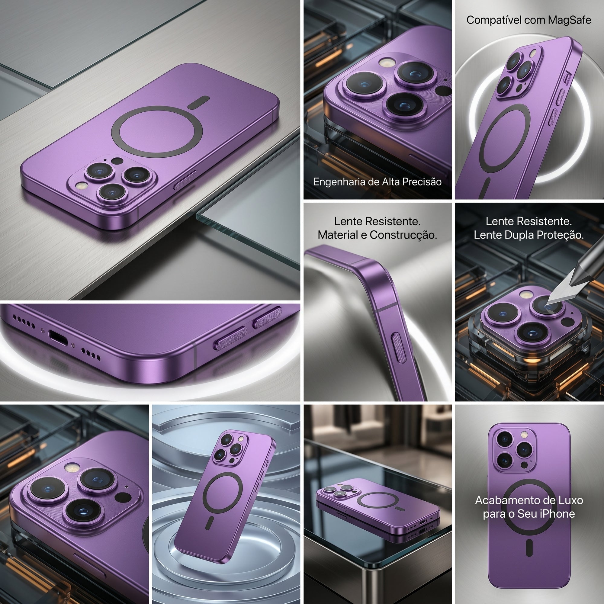 Capa Magnética de Alumínio com Proteção Premium MagSafe