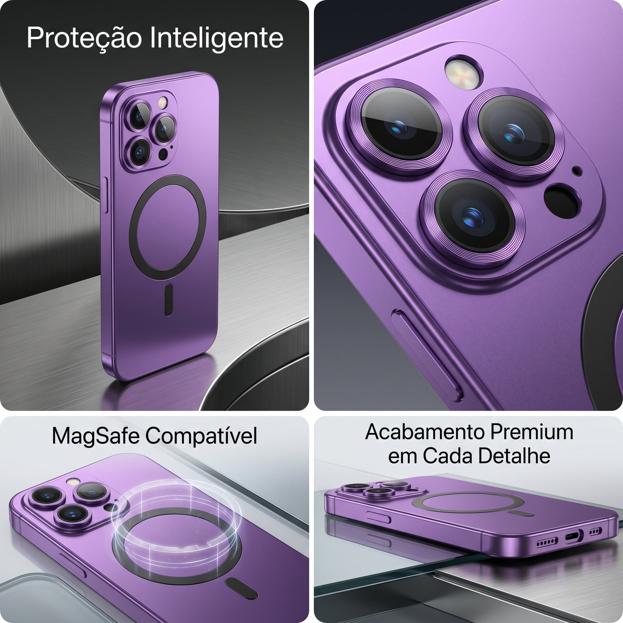 Capa Magnética de Alumínio com Proteção Premium MagSafe
