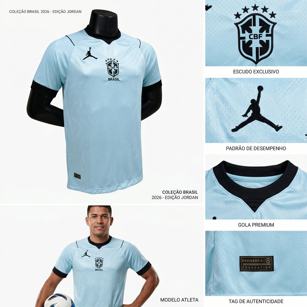 Camisa Torcedor Brasil Masculina 2026 Azul Claro