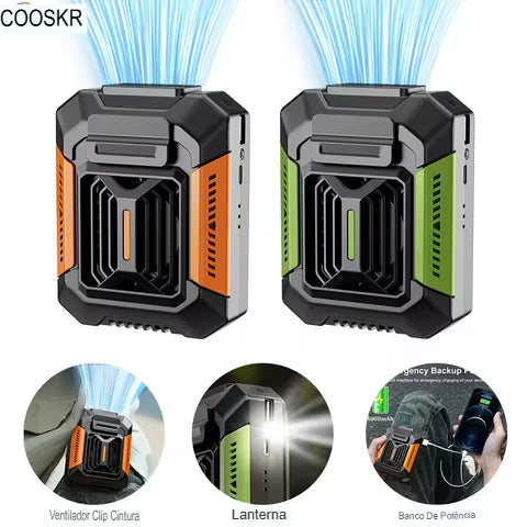 Ventilador Portátil com Bateria 20000mAh + Luz LED e Carregamento Solar