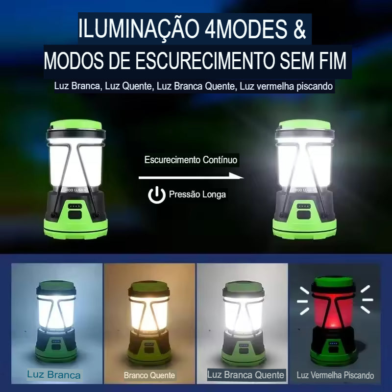 Lanterna de Acampamento 1000LM – A Melhor Luz para Emergências e Apagões