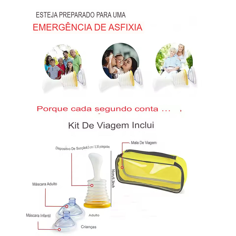 Kit de Primeiros Socorros para RCP + Desengasgador LifVac – Sobrevivência em Emergências
