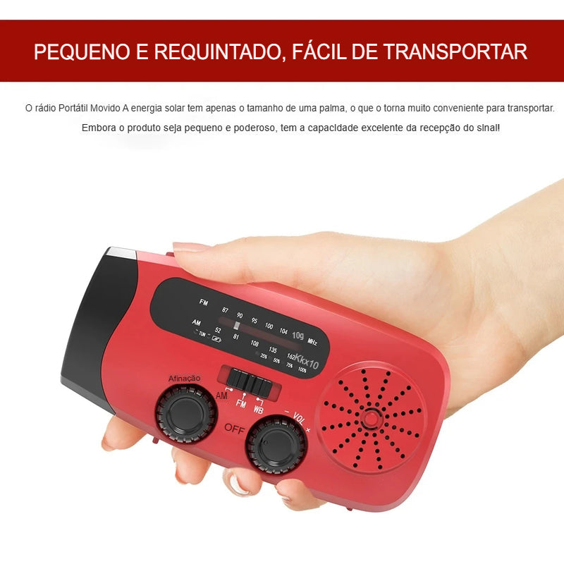 Rádio de Emergência Solar + Manivela "VITALINK" – Sua Conexão Vital em Apagões e Crises Globais