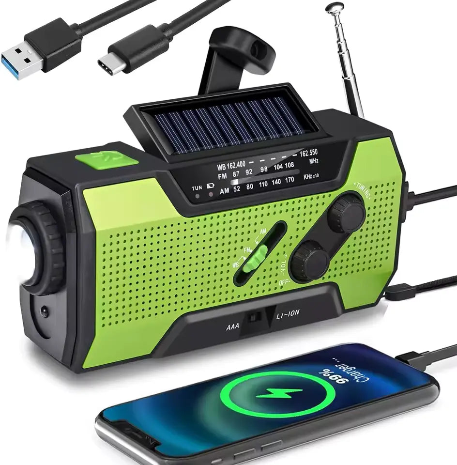 Rádio Portátil AM/FM Urban Link+ NOAA | 5 Fontes de Energia | SOS | À Prova D'Água - Sua conexão vital em qualquer crise - Nunca Fique Sem Comunicação!