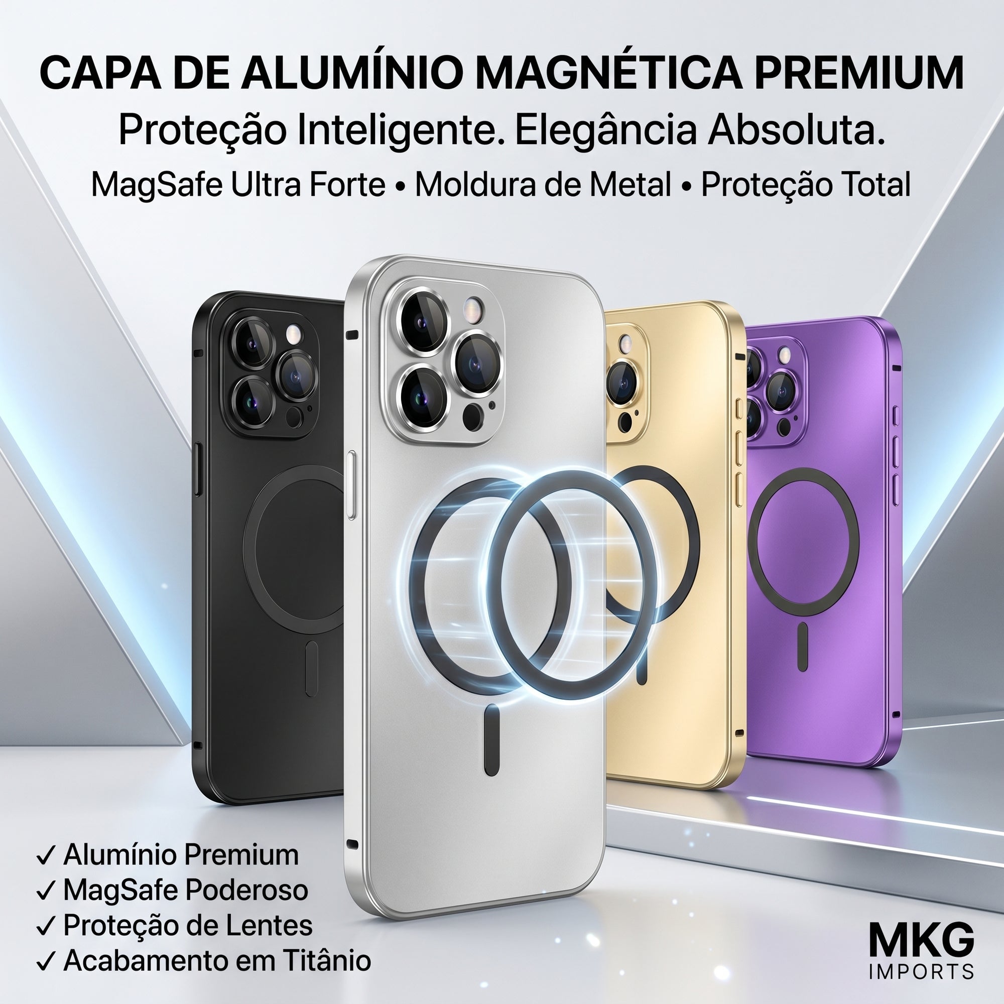 Capa Magnética de Alumínio com Proteção Premium MagSafe