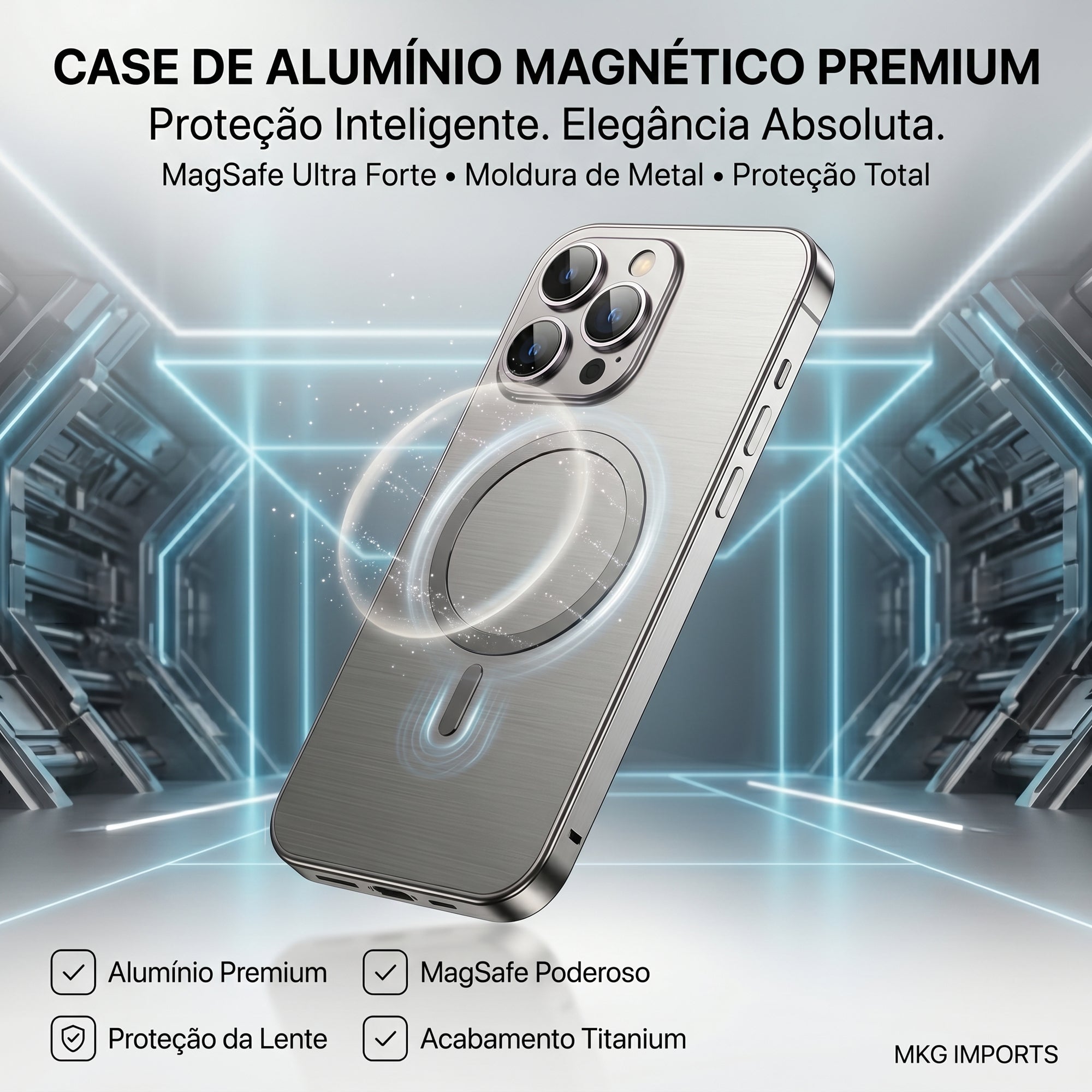 Capa Magnética de Alumínio com Proteção Premium MagSafe