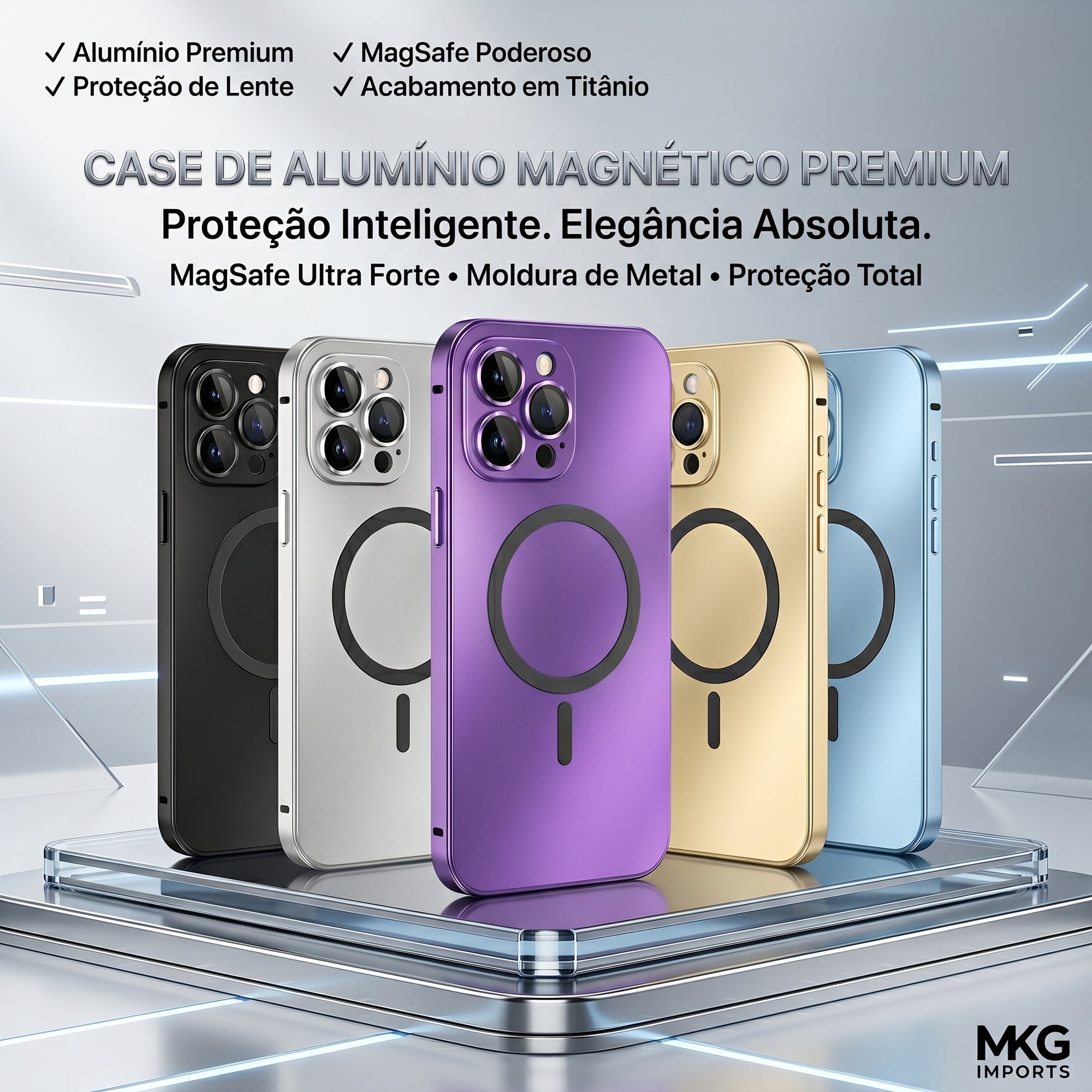 Capa Magnética de Alumínio com Proteção Premium MagSafe