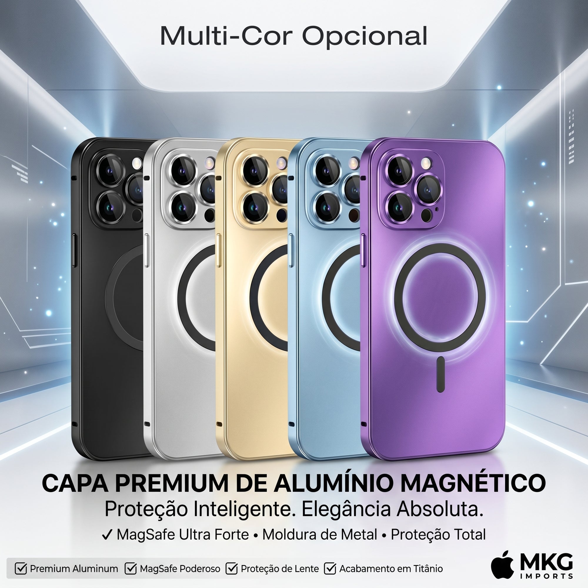 Capa Magnética de Alumínio com Proteção Premium MagSafe