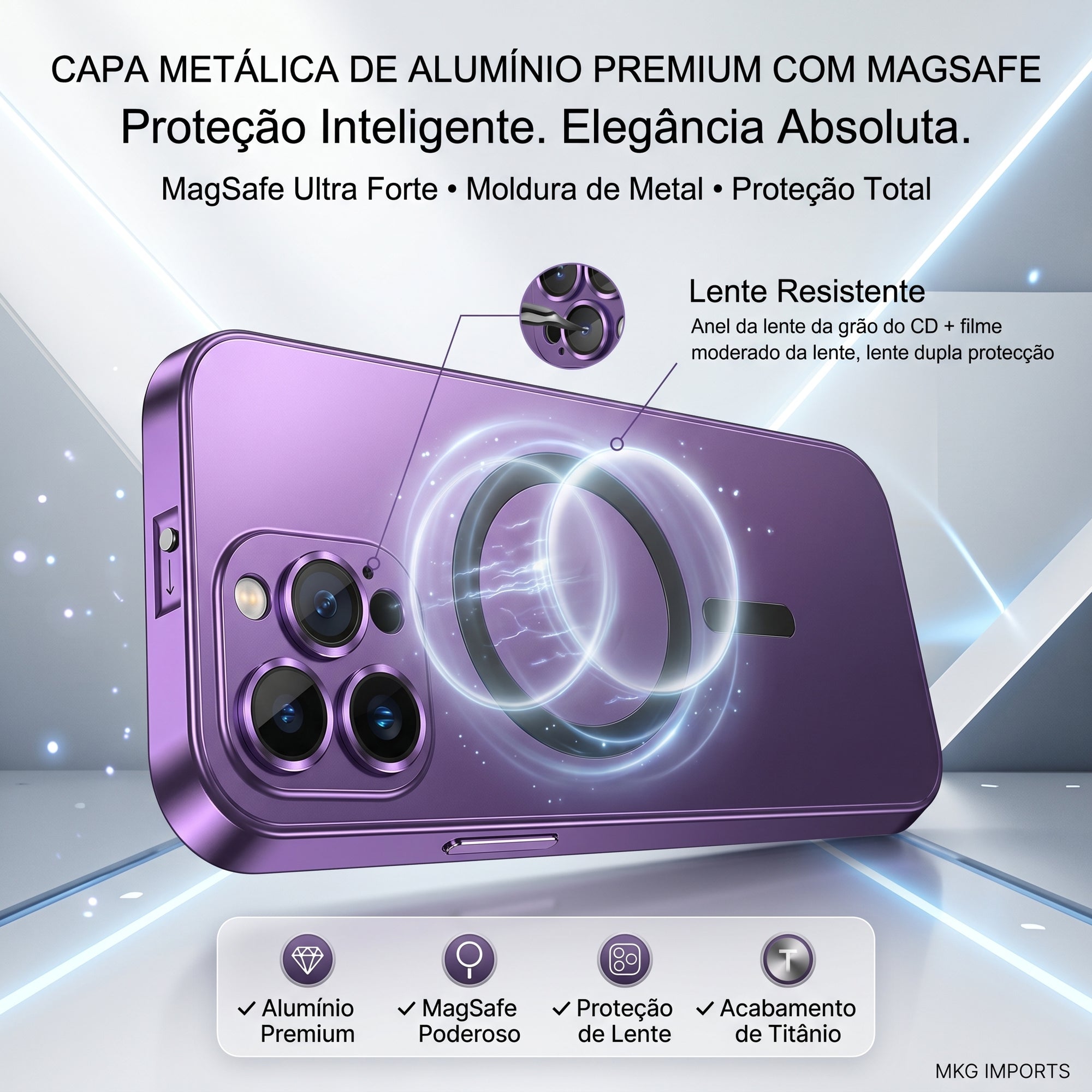 Capa Magnética de Alumínio com Proteção Premium MagSafe