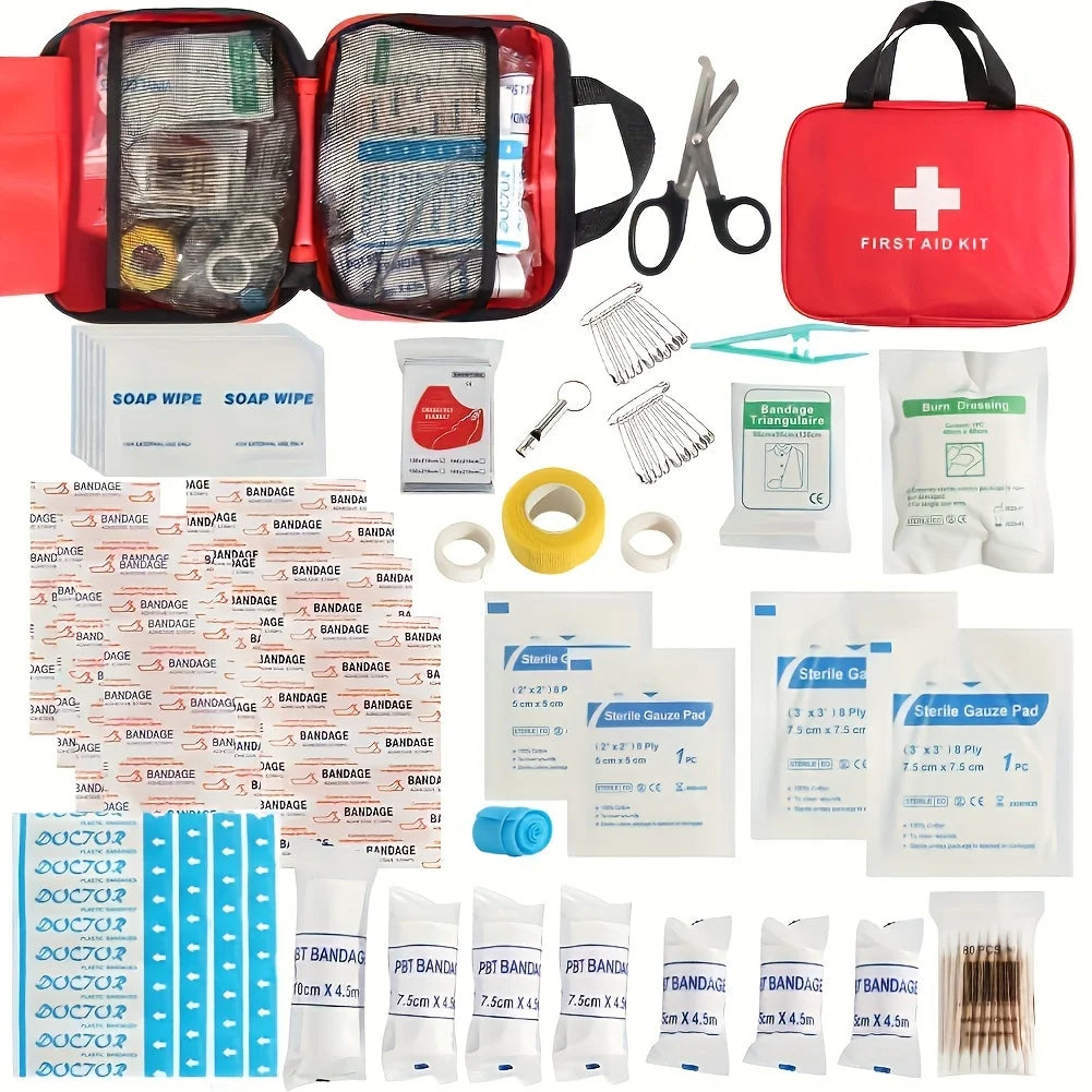 Kit de Primeiros Socorros 184 Peças - Bolsa Completa para Emergências