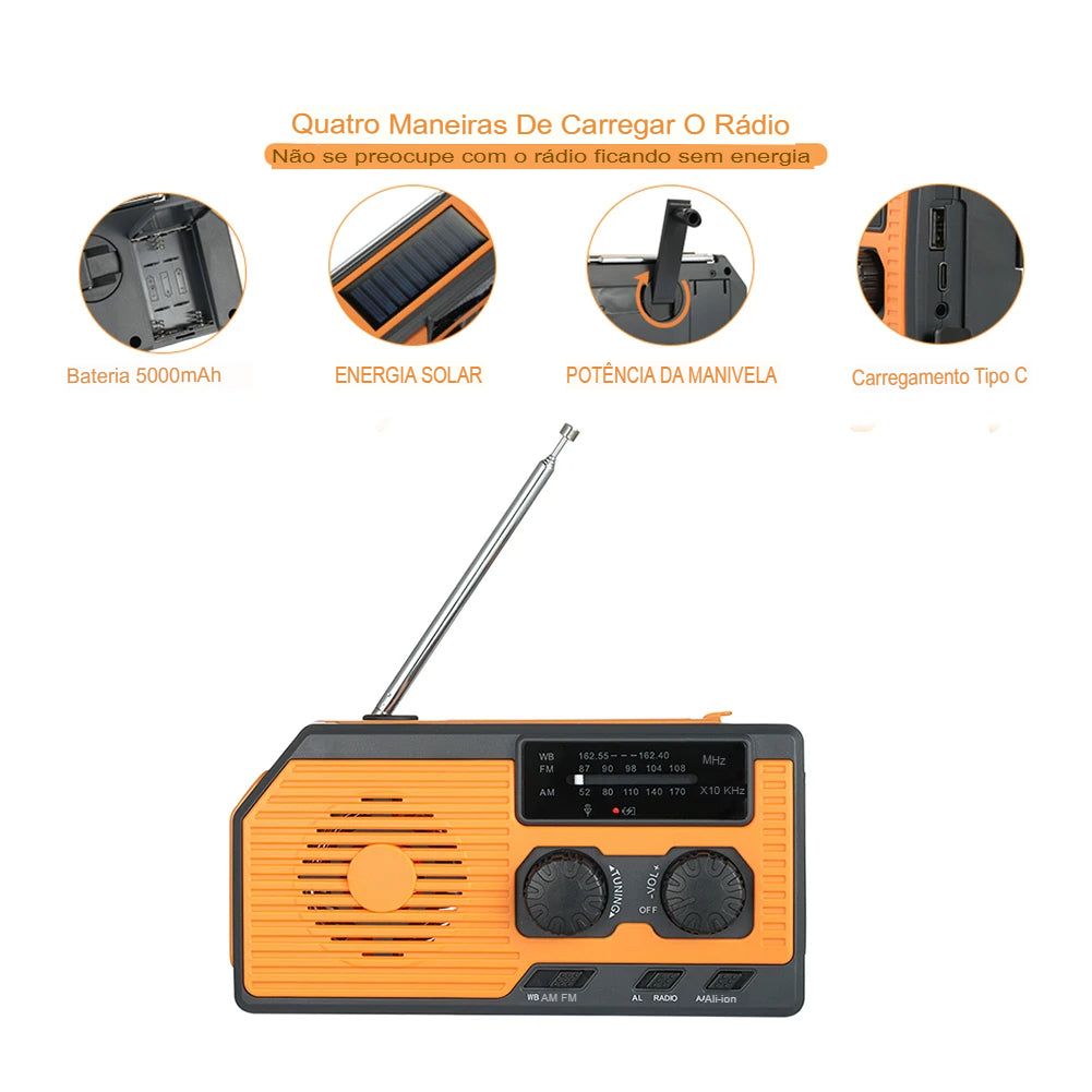 Rádio Portátil amfm de Emergência AlertMax Pro - Sua Segurança em Qualquer Situação de Crise