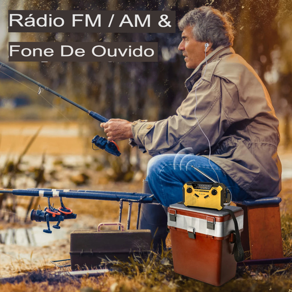 Rádio Portátil Prunus J-369 - 4 em 1 para Emergências e Aventuras