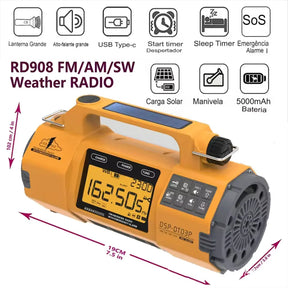 Rádio de Emergência Multifuncional ABAB – AM/FM/SW + Lanterna + Carregador USB