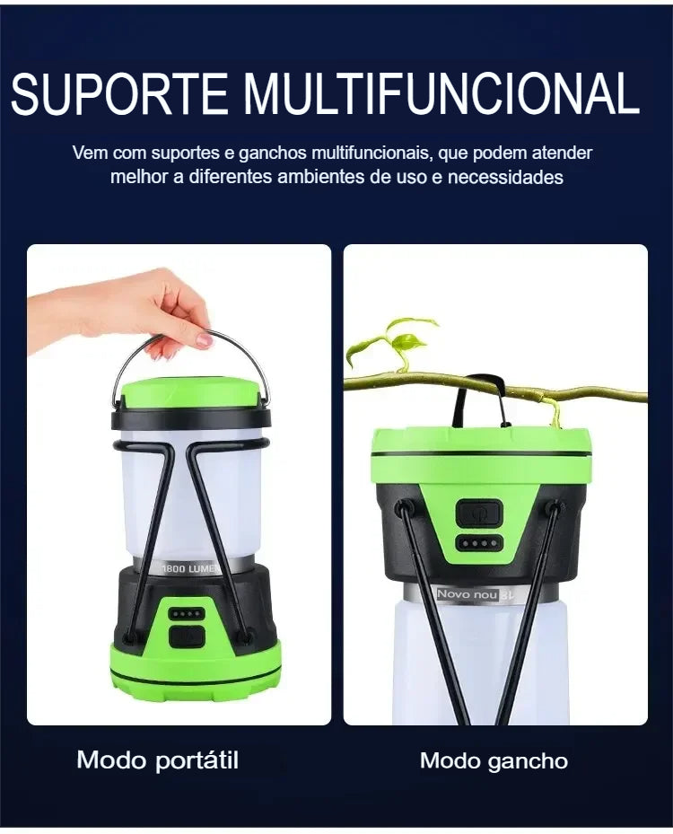 Lanterna de Acampamento 1000LM – A Melhor Luz para Emergências e Apagões