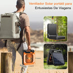 Ventilador Portátil com Bateria 20000mAh + Luz LED e Carregamento Solar